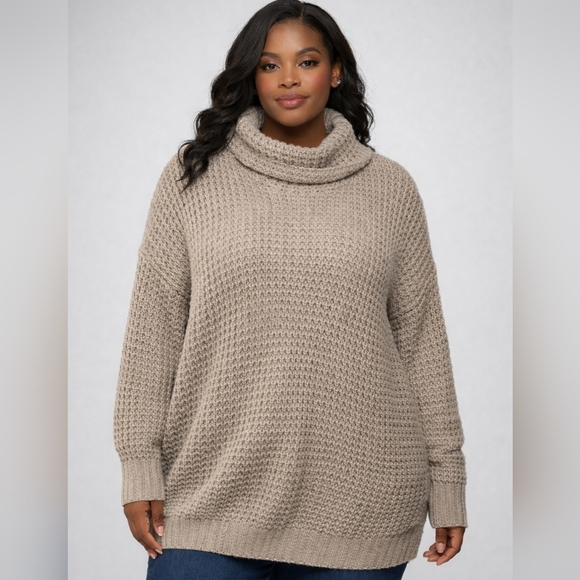 Falls Creek Sweaters - Falls Creek Taupe Cowl Neck Sweater